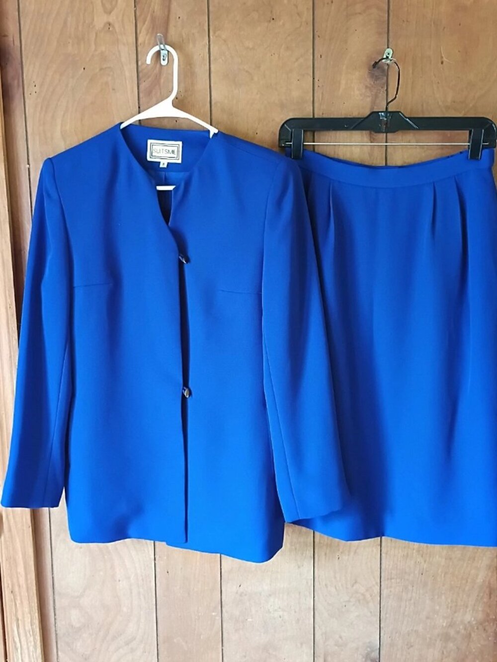 Suitsme Women’s Skirt Suit Size 8 Blue Blazer Jacket Pencil Skirt Career